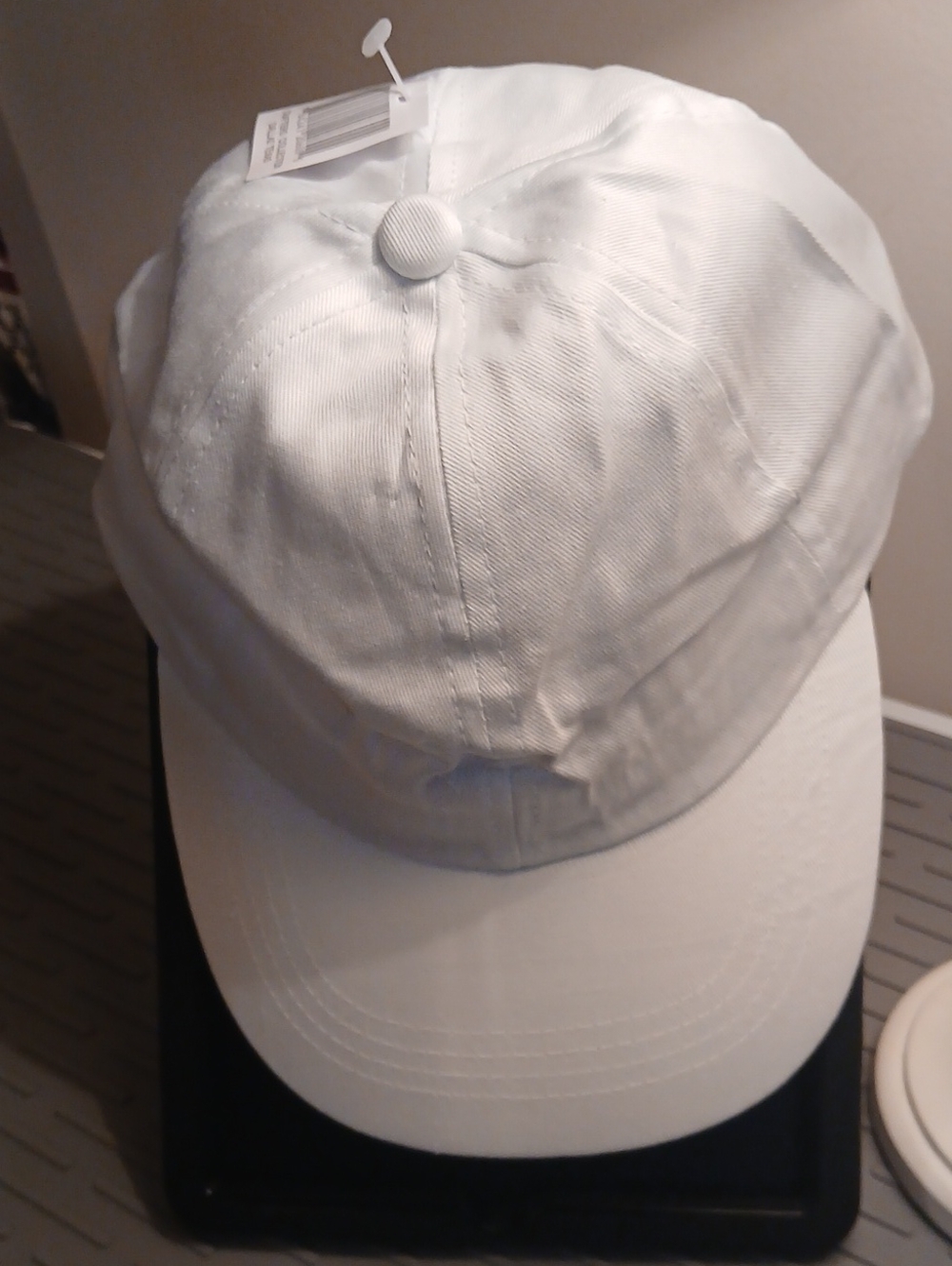 White Casual Baseball Cap - Unisex 100% Cotton, Crafters Hat, 58cm